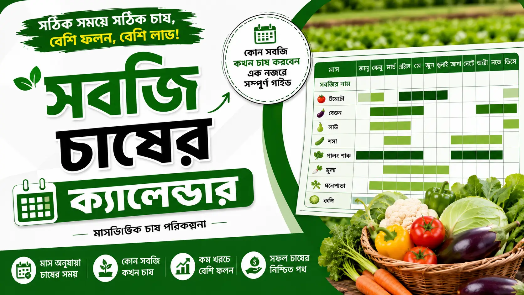 সবজি চাষের ক্যালেন্ডার